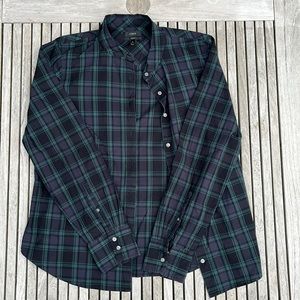J. Crew perfect plaid button down shirt. Size 14.  Black watch plaid.